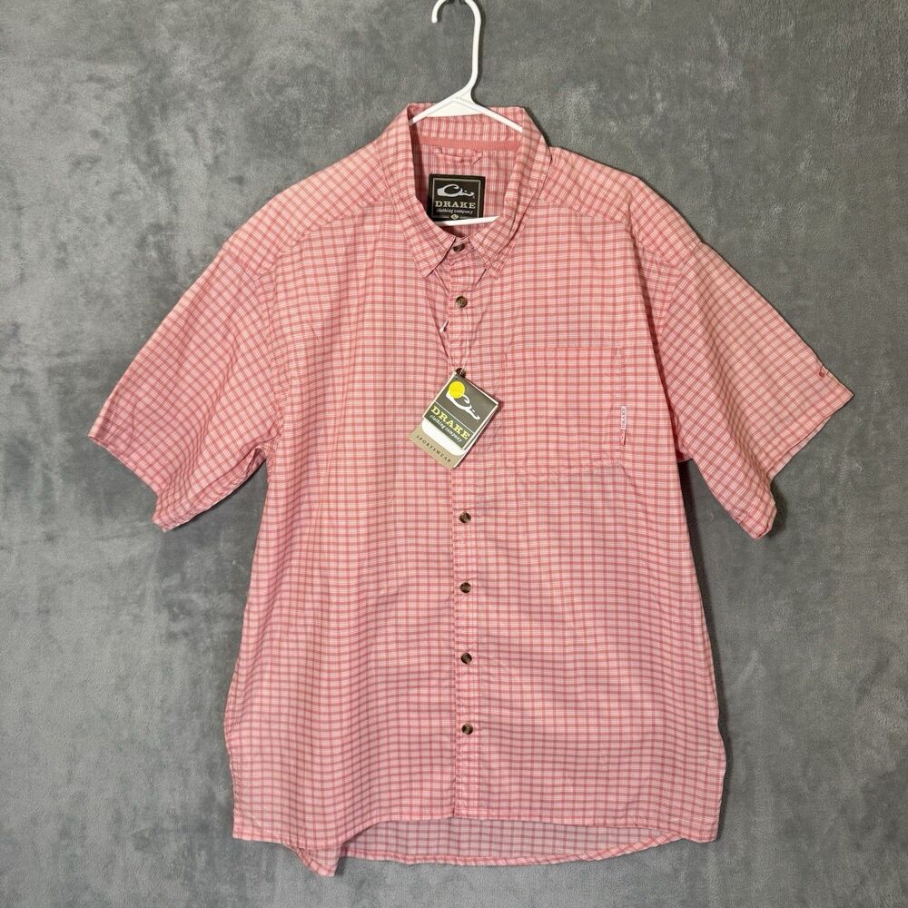 Drake Pink Checked Short Sleeve Button-Down Shirt